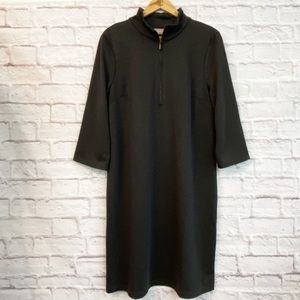 Chico’s Grey Ponte 3/4 Sleeve Zip Neckline  Dress